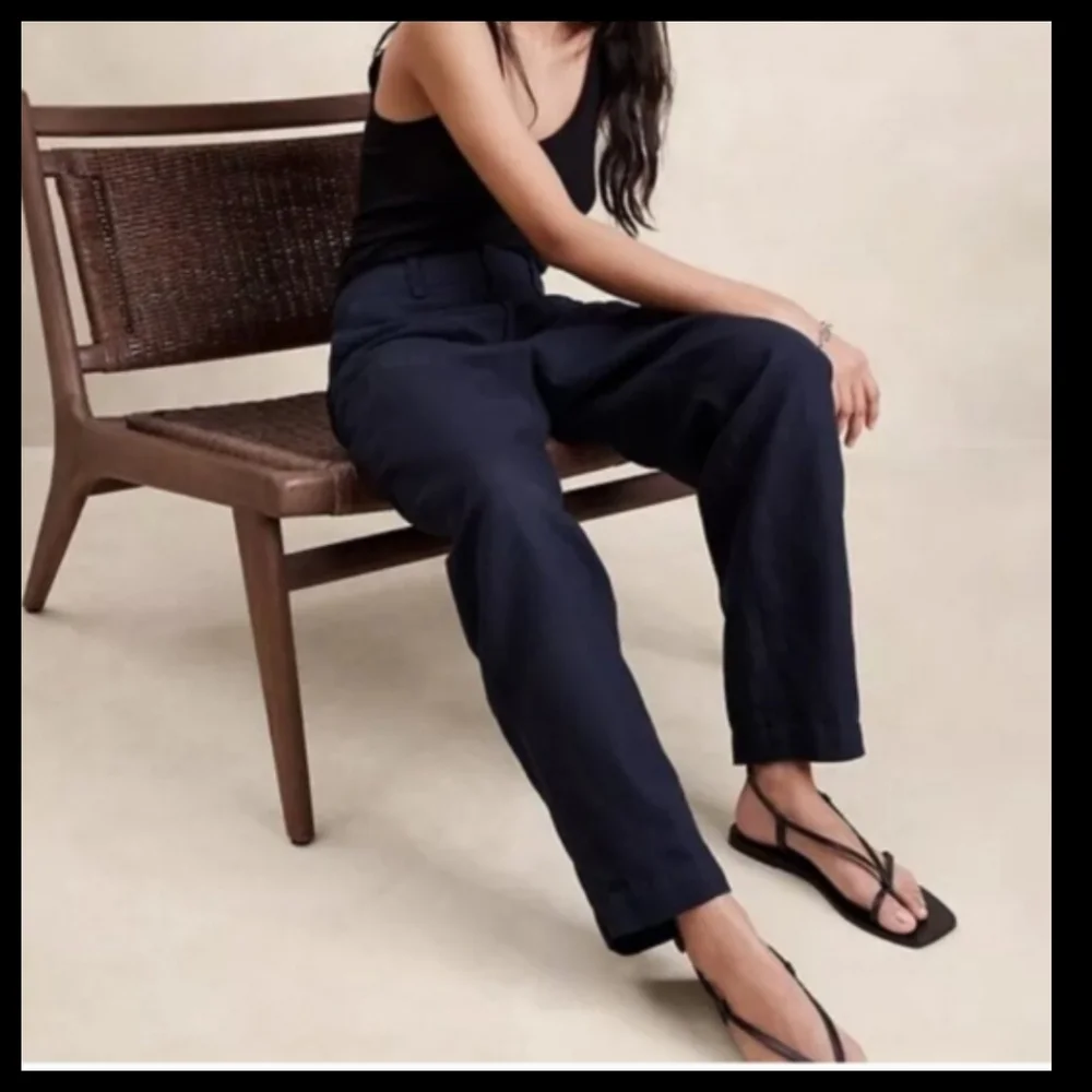 Banana Republic Navy Blue Linen Cotton Trousers Size W30●